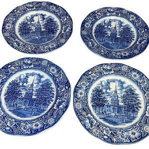 Vintage Ironstone Dinner Plate Staffordshire Liberty Blue Independence Hall 9.75